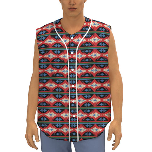 Native Navajo Pattern Print Sleeveless Baseball Jersey