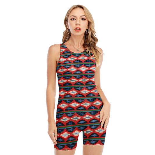 Native Navajo Pattern Print Sleeveless One Piece Swimsuit