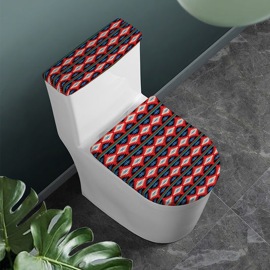 Native Navajo Pattern Print Toilet Lid And Tank Cover Set