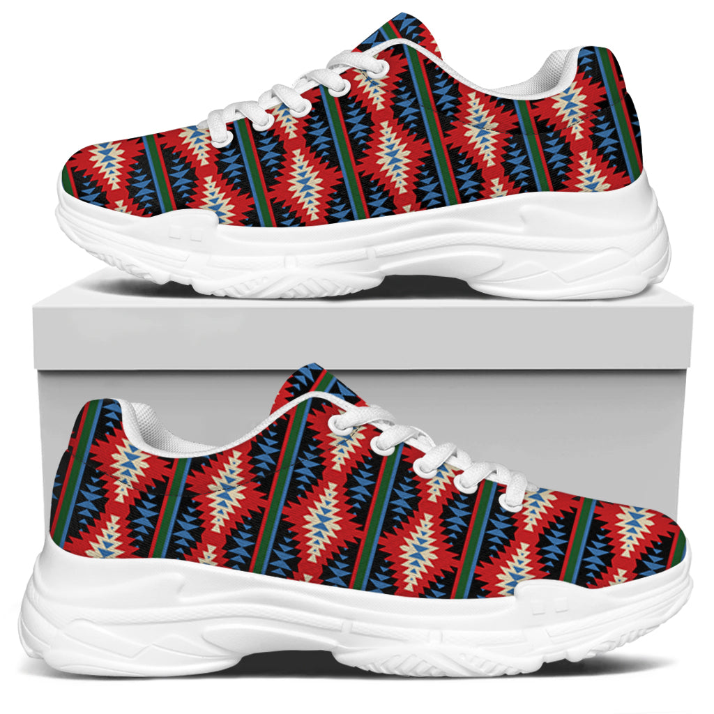 Native Navajo Pattern Print White Chunky Shoes