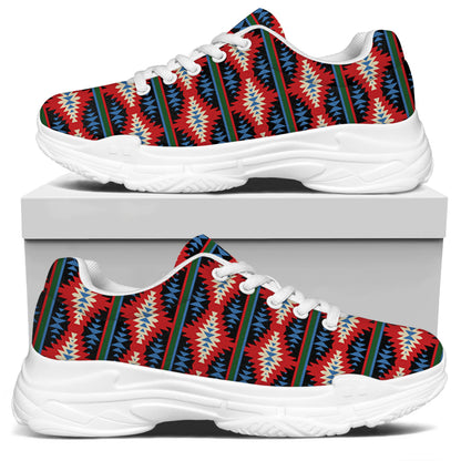 Native Navajo Pattern Print White Chunky Shoes