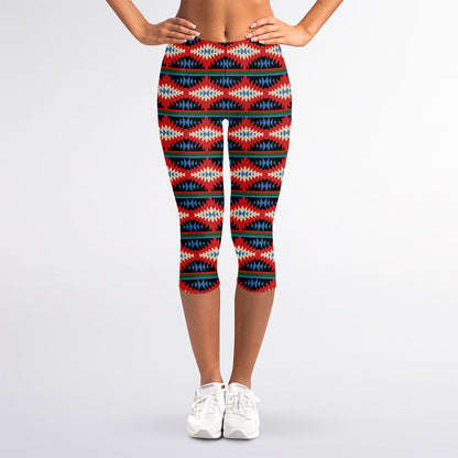 Native Navajo Pattern Print Women's Capri Leggings