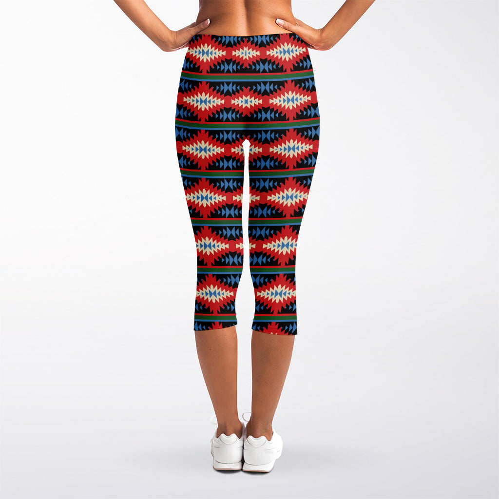 Native Navajo Pattern Print Women's Capri Leggings