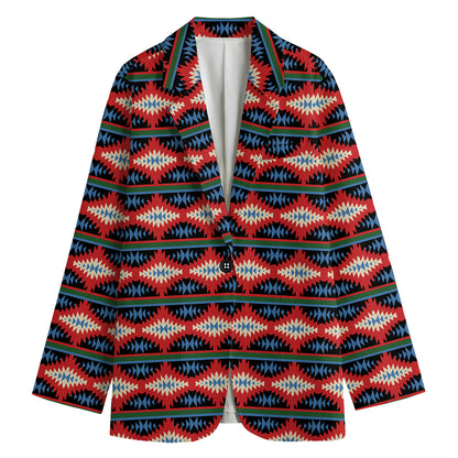 Native Navajo Pattern Print Women's Cotton Blazer