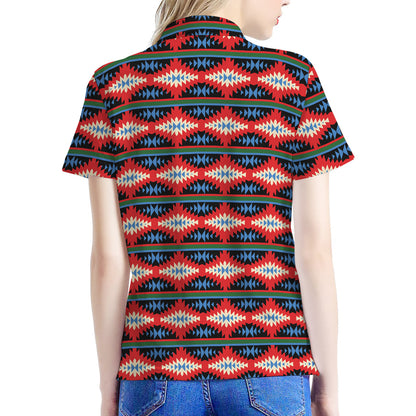 Native Navajo Pattern Print Women's Polo Shirt