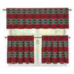 Native Southwestern Pattern Print 3 Piece Kitchen Curtains