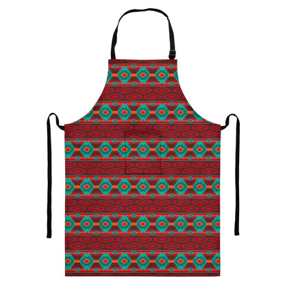 Native Southwestern Pattern Print Bib Apron With Pocket