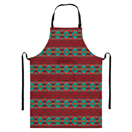 Native Southwestern Pattern Print Bib Apron With Pocket