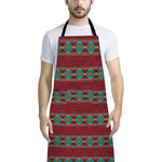 Native Southwestern Pattern Print Bib Apron With Pocket