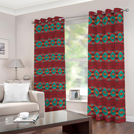 Native Southwestern Pattern Print Blackout Grommet Curtains
