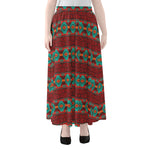 Native Southwestern Pattern Print Chiffon Maxi Skirt