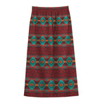 Native Southwestern Pattern Print Cotton Front Slit Maxi Skirt