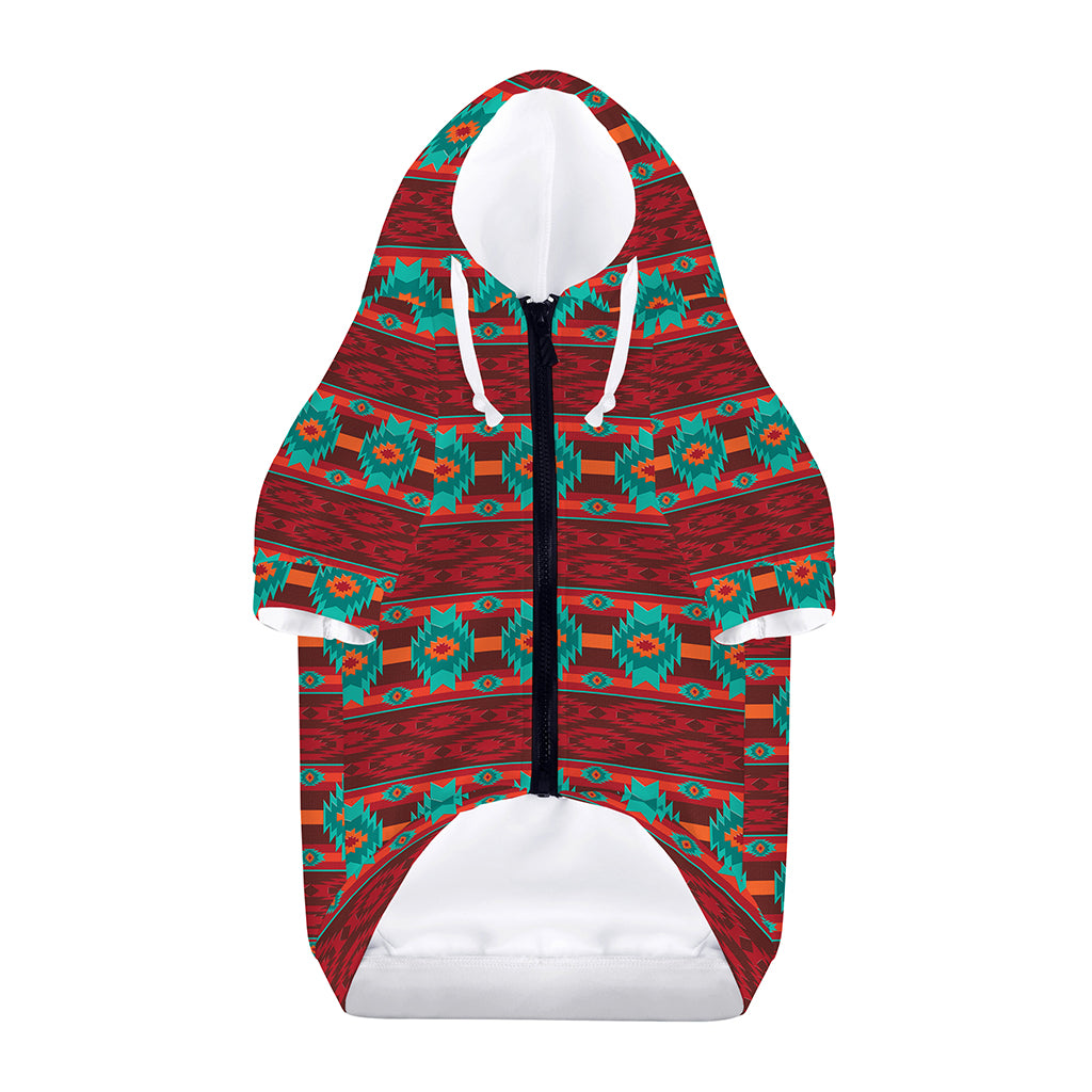 Native Southwestern Pattern Print Dog Zip Up Hoodie