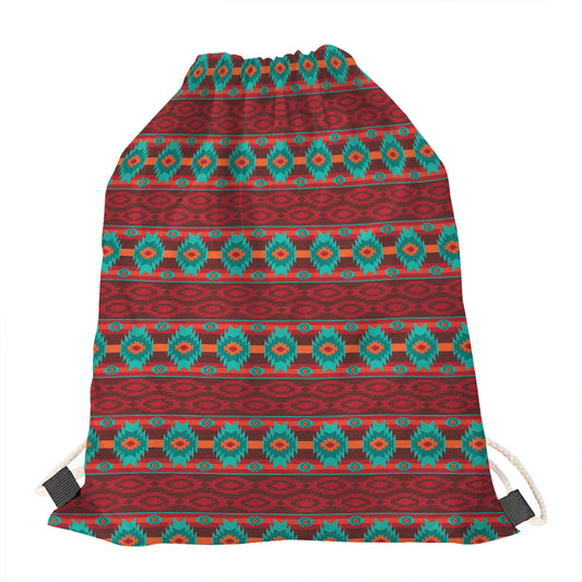 Native Southwestern Pattern Print Drawstring Bag