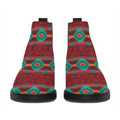 Native Southwestern Pattern Print Flat Ankle Boots
