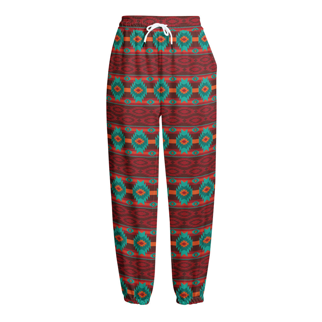 Native Southwestern Pattern Print Fleece Lined Knit Pants