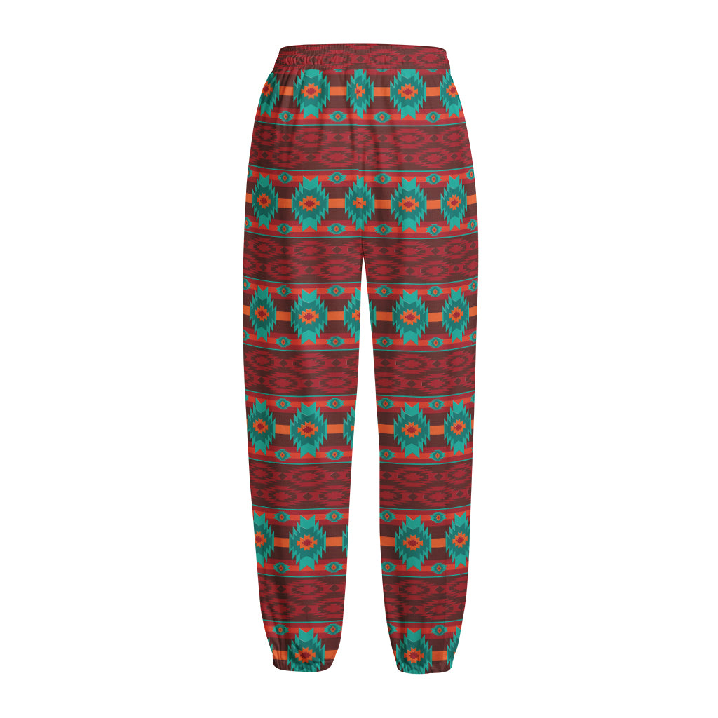 Native Southwestern Pattern Print Fleece Lined Knit Pants