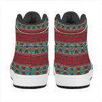 Native Southwestern Pattern Print High Top Leather Sneakers
