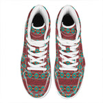 Native Southwestern Pattern Print High Top Leather Sneakers