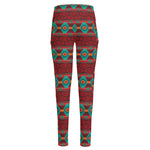 Native Southwestern Pattern Print High-Waisted Pocket Leggings