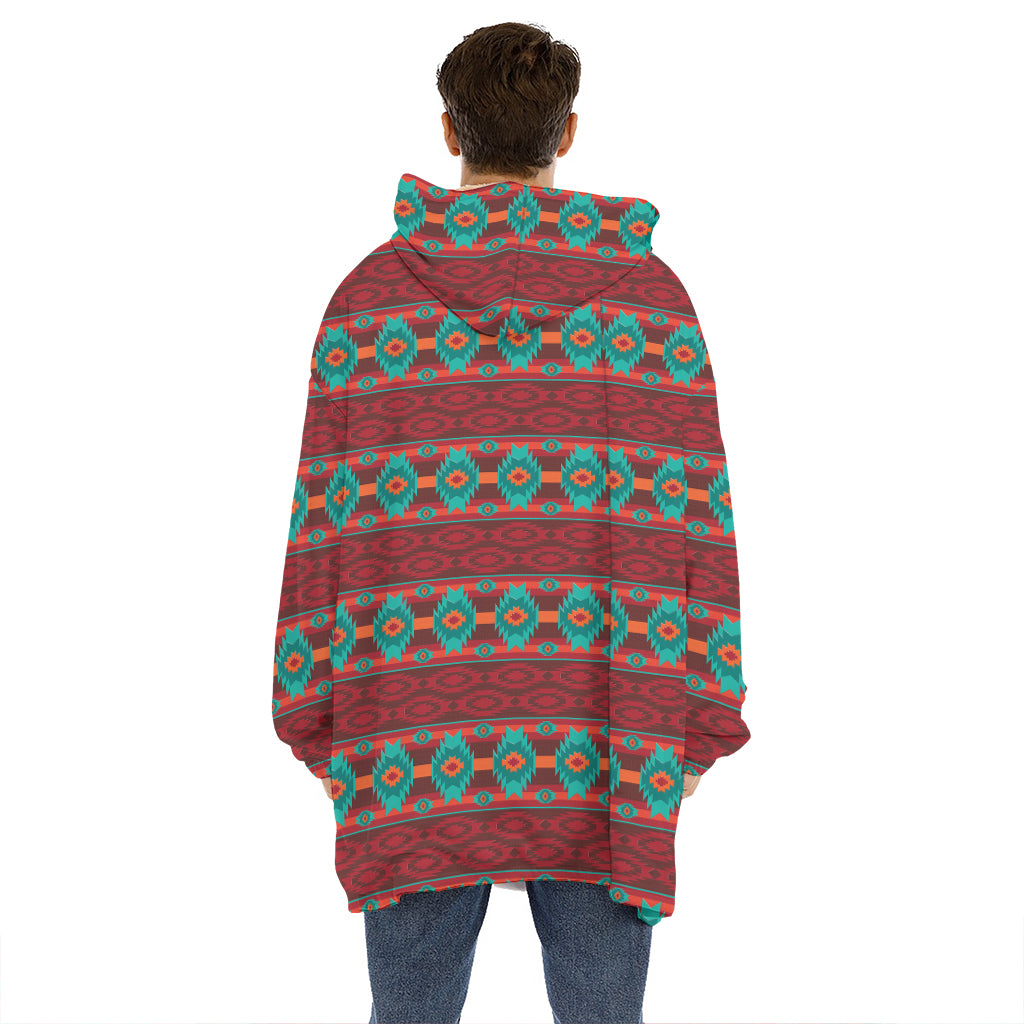 Native Southwestern Pattern Print Hoodie Blanket