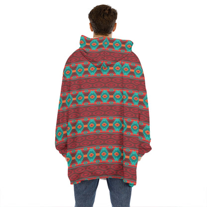 Native Southwestern Pattern Print Hoodie Blanket