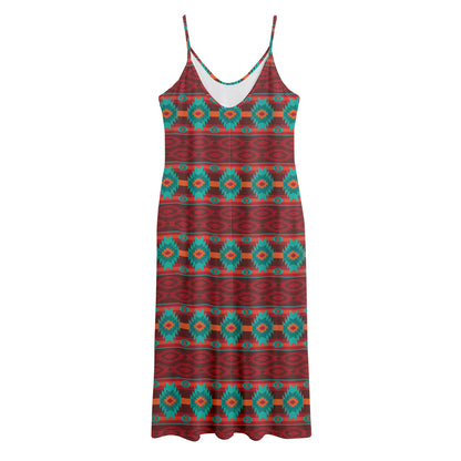 Native Southwestern Pattern Print Jersey Midi Cami Dress