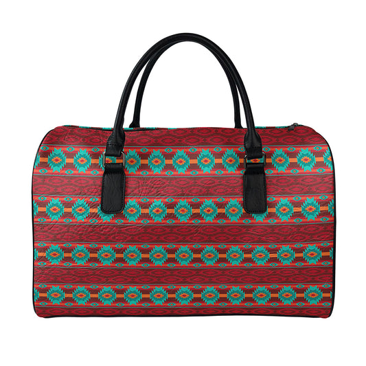 Native Southwestern Pattern Print Leather Duffle Bag
