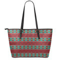 Native Southwestern Pattern Print Leather Tote Bag With Zipper