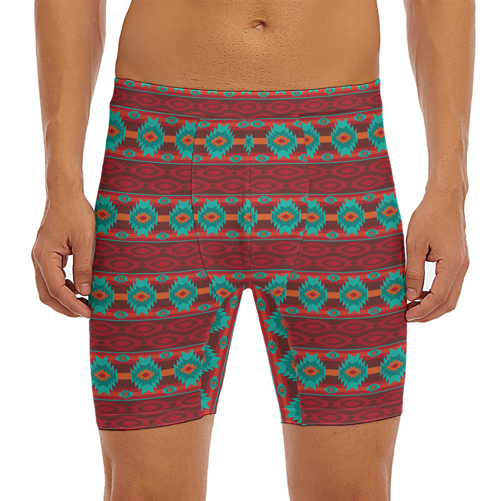 Native Southwestern Pattern Print Men's Long Boxer Briefs