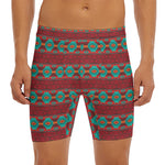 Native Southwestern Pattern Print Men's Long Boxer Briefs