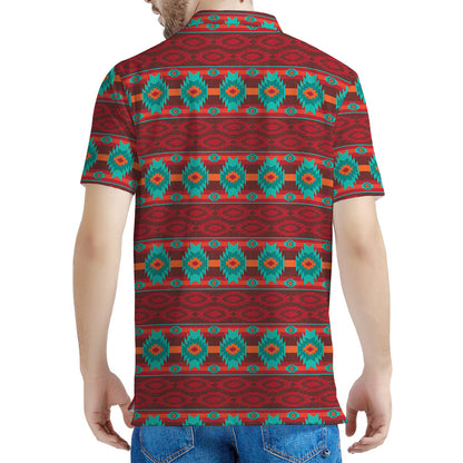 Native Southwestern Pattern Print Men's Polo Shirt