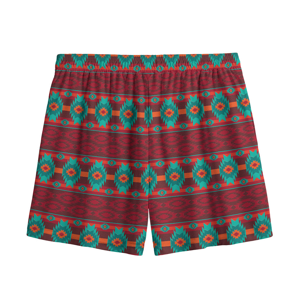 Native Southwestern Pattern Print Mesh Shorts