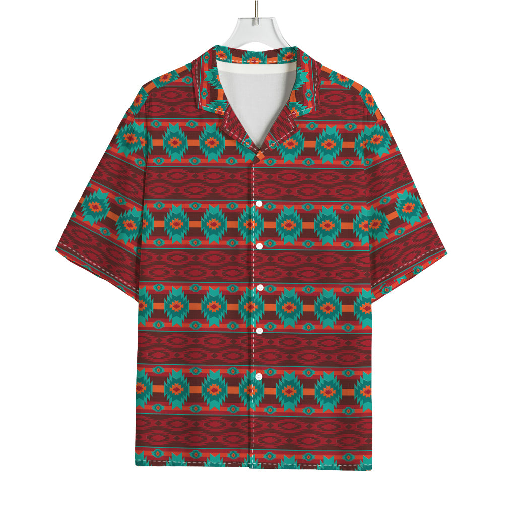 Native Southwestern Pattern Print Rayon Hawaiian Shirt