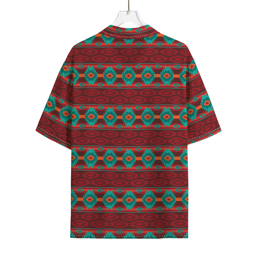 Native Southwestern Pattern Print Rayon Hawaiian Shirt