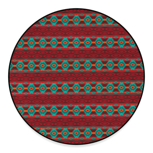 Native Southwestern Pattern Print Round Floor Mat