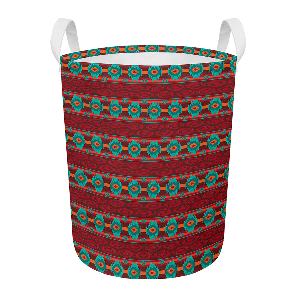 Native Southwestern Pattern Print Round Laundry Basket