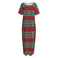 Native Southwestern Pattern Print Short Sleeve Long Nightdress