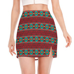 Native Southwestern Pattern Print Side Slit Mini Skirt