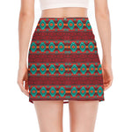 Native Southwestern Pattern Print Side Slit Mini Skirt