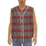Native Southwestern Pattern Print Sleeveless Baseball Jersey