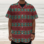 Native Southwestern Pattern Print Textured Short Sleeve Shirt