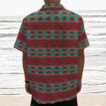 Native Southwestern Pattern Print Textured Short Sleeve Shirt