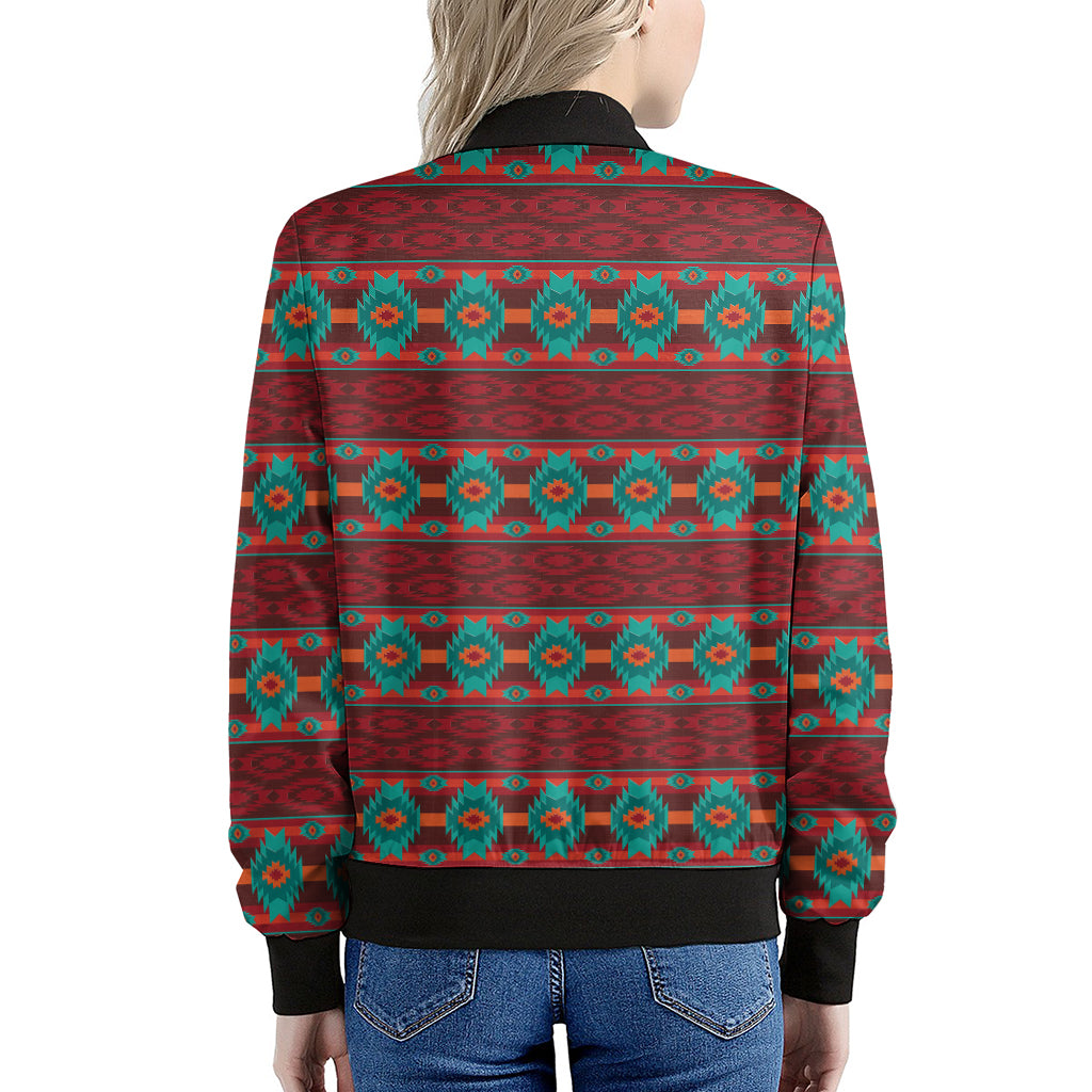 Native Southwestern Pattern Print Women's Bomber Jacket