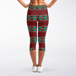 Native Southwestern Pattern Print Women's Capri Leggings