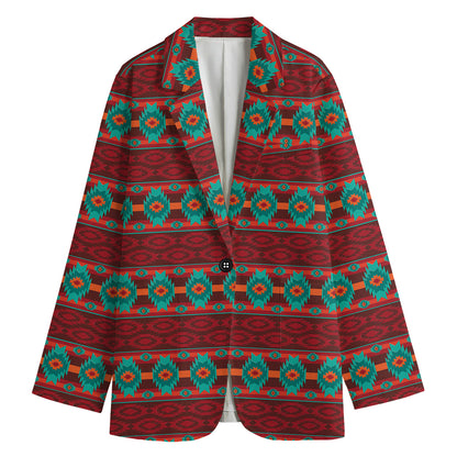 Native Southwestern Pattern Print Women's Cotton Blazer