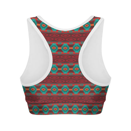 Native Southwestern Pattern Print Women's Sports Bra