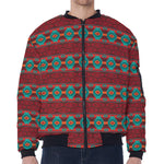 Native Southwestern Pattern Print Zip Sleeve Bomber Jacket
