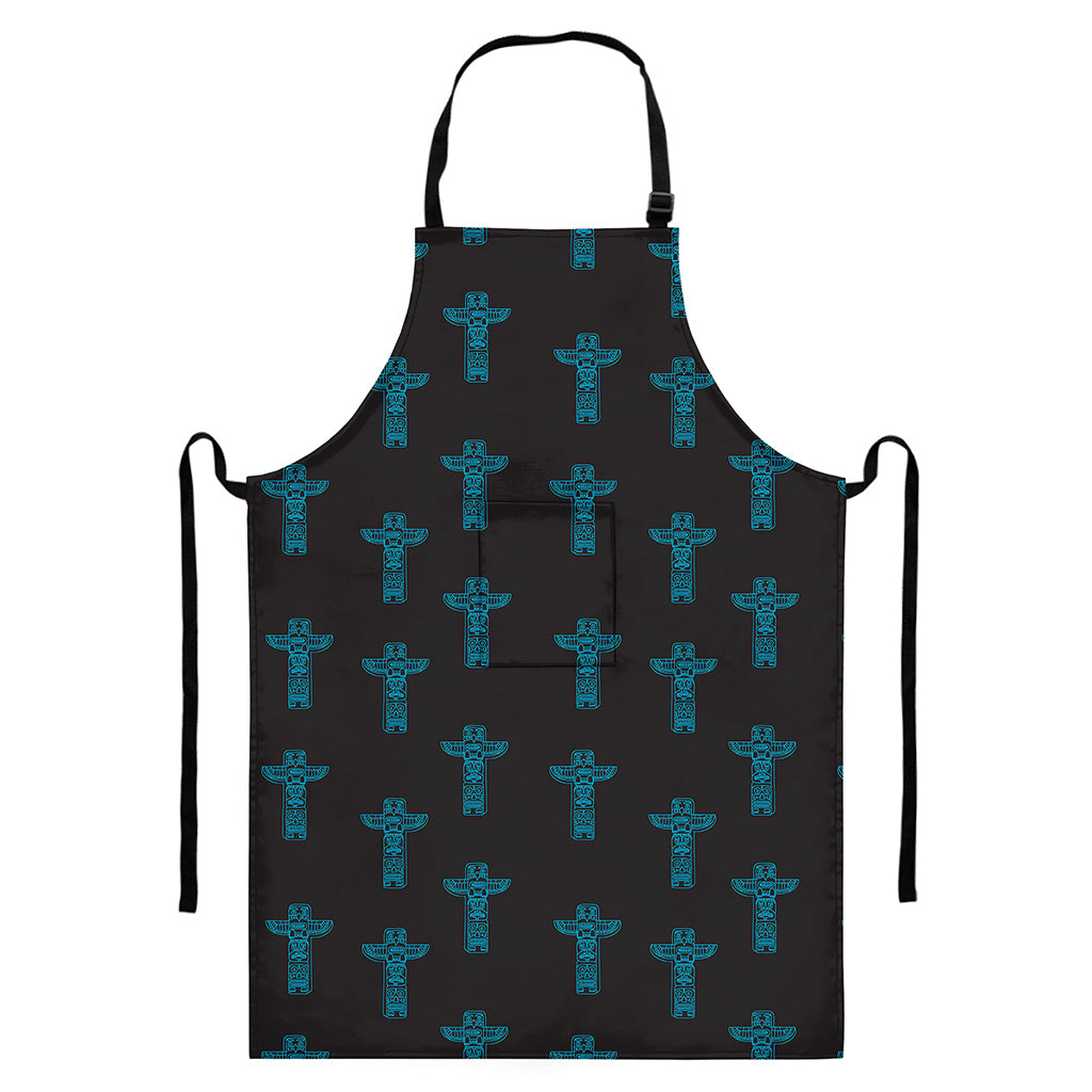 Native Totem Pattern Print Bib Apron With Pocket