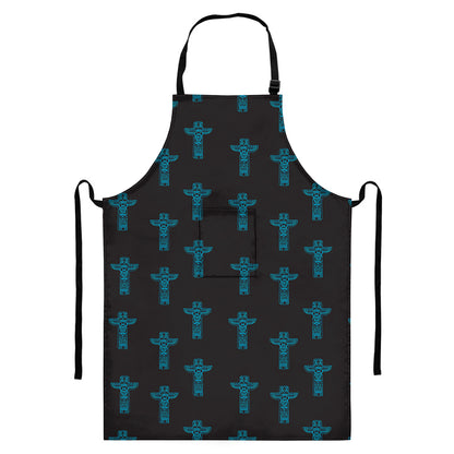 Native Totem Pattern Print Bib Apron With Pocket